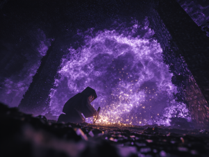 A player ignites the frame, completing the final step of making a Nether portal in Minecraft.